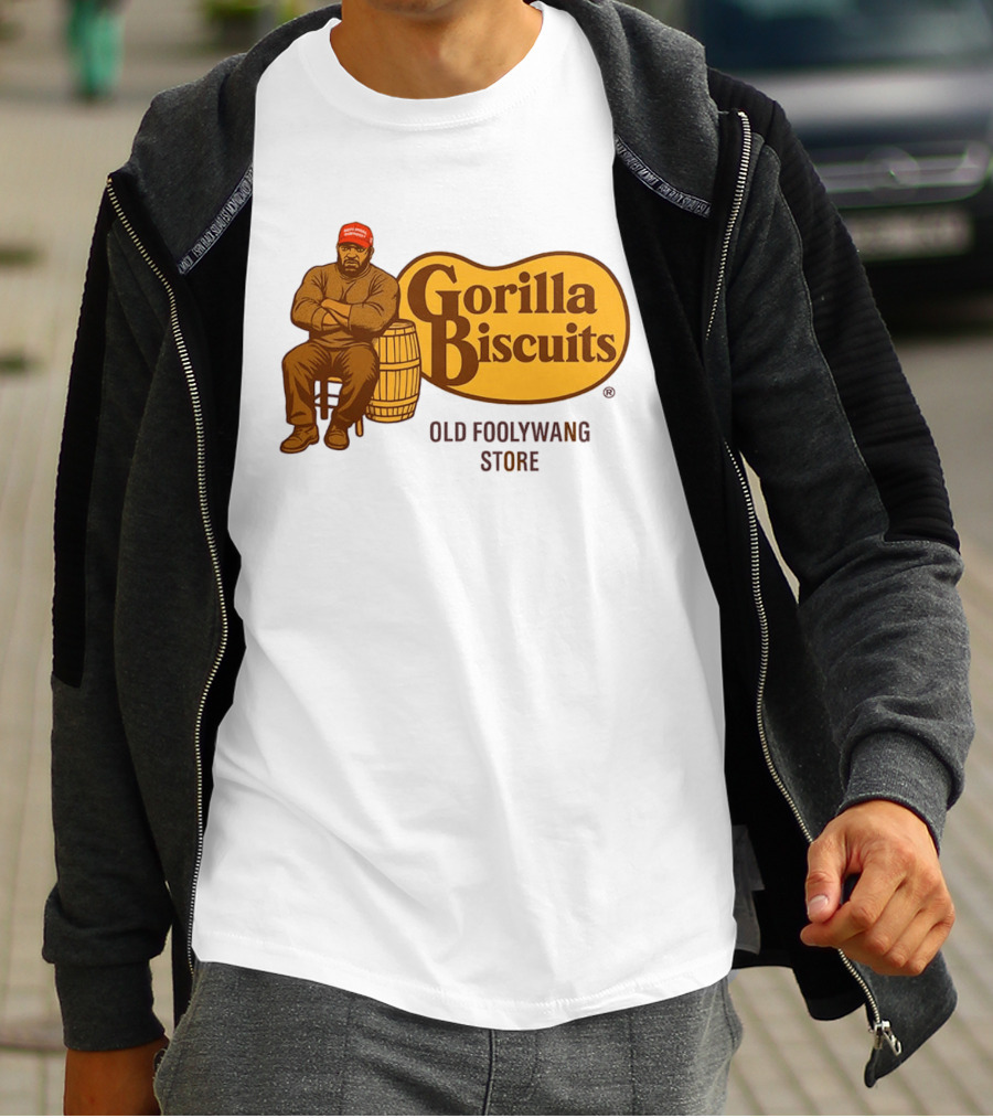 Cracker Barrel Gorilla Biscuits Old Foolywang Store Rustic Man And Barrel T-Shirt