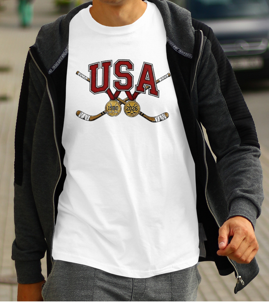 USA Hockey Iconic Gold Medal 1980 2026 Celebration T-Shirt