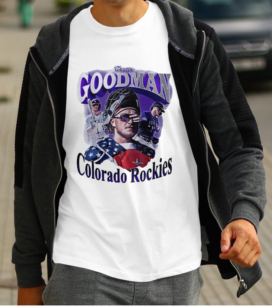 Hunter Goodman Colorado Rockies Catcher And Player Patriots 2026 T-Shirt