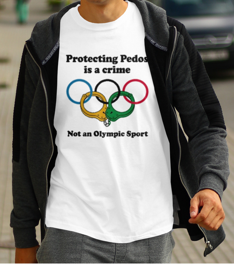 Protecting Pedos Is A Crime Not An Olympic Sport Handcuffs Rings T-Shirt