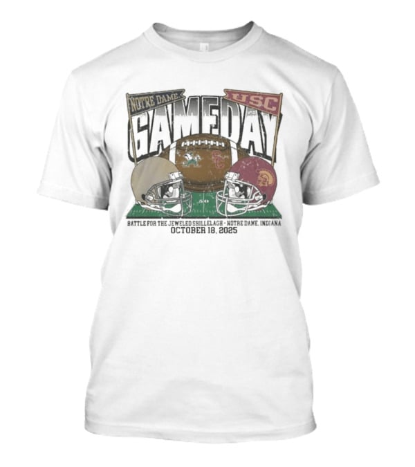 Notre Dame Vs USC Gameday 2025 Jeweled Shillelagh October 18 Football Clash T-Shirt