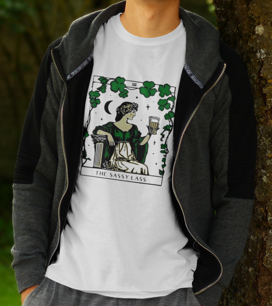 The Sassy Lass St Patrick's Day Tarot Card Clover Moon T-Shirt