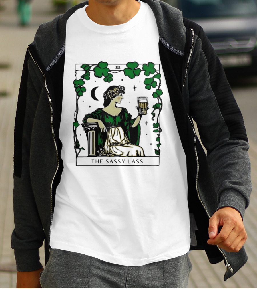 The Sassy Lass St Patrick's Day Tarot Card Clover Moon T-Shirt