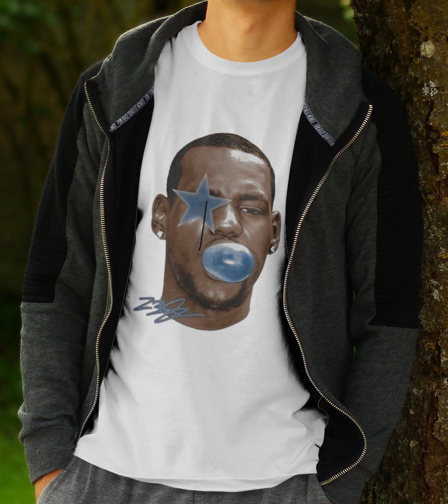 Lebron James Bubble Gum Blue Star Face T-Shirt