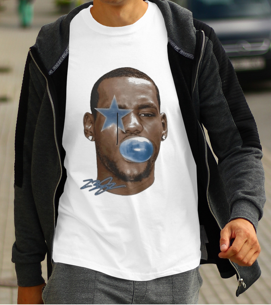 Lebron James Bubble Gum Blue Star Face T-Shirt