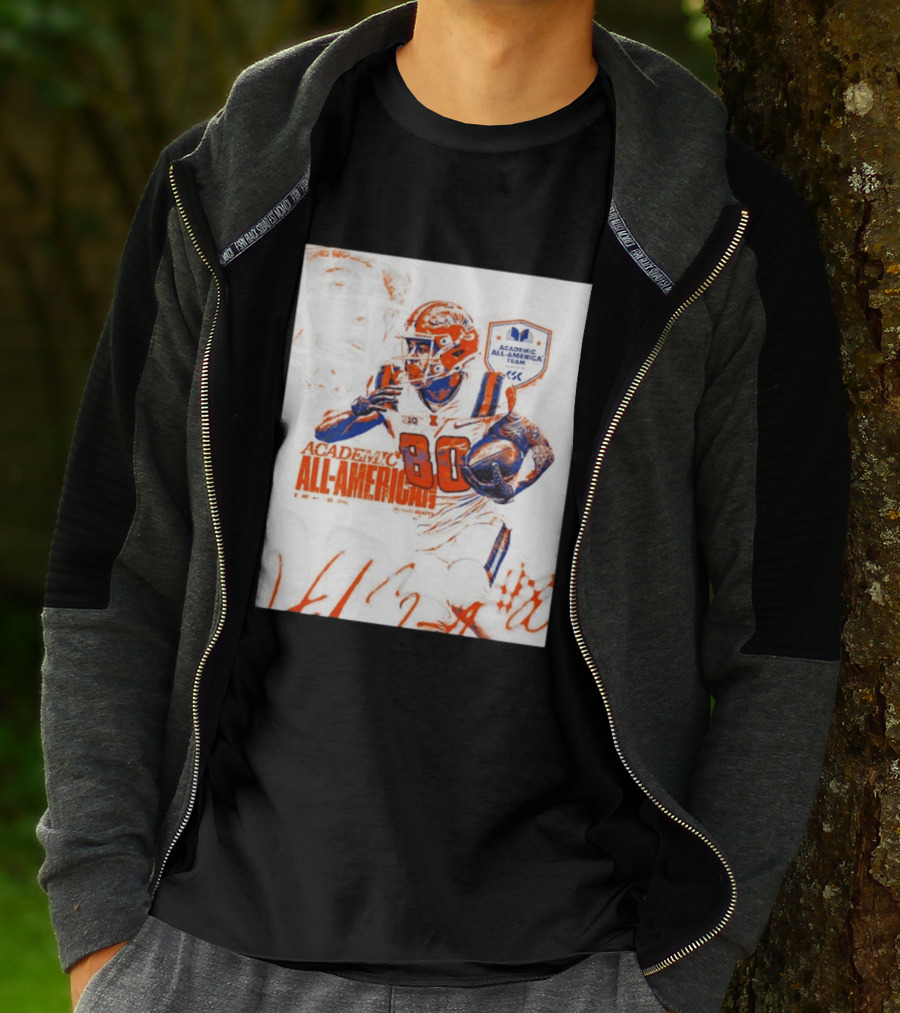 Academic All American Hank Beatty 80 Illinois Fighting Illini Football Team T-Shirt