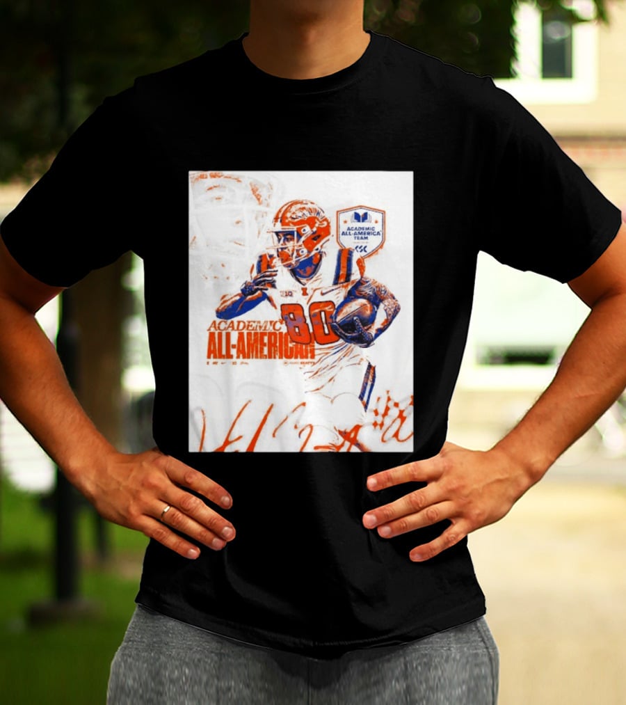 Academic All American Hank Beatty 80 Illinois Fighting Illini Football Team T-Shirt