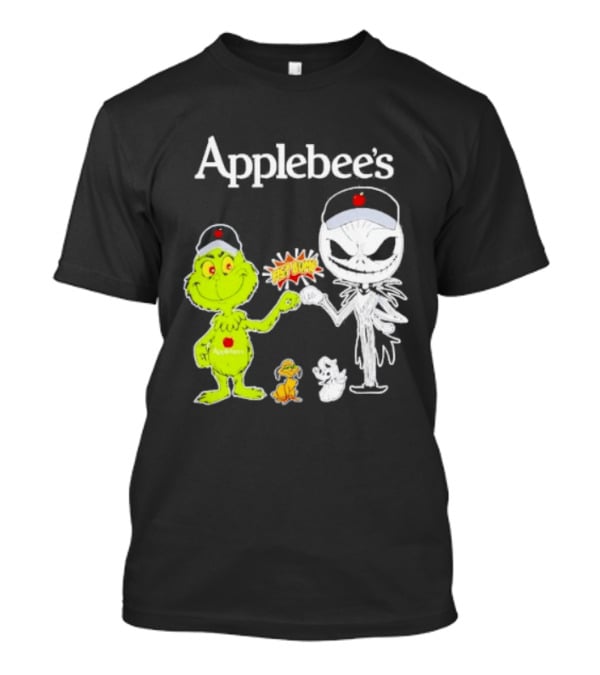 Applebee's Grinch And Jack Skellington Fist Bump Halloween Bash T-Shirt