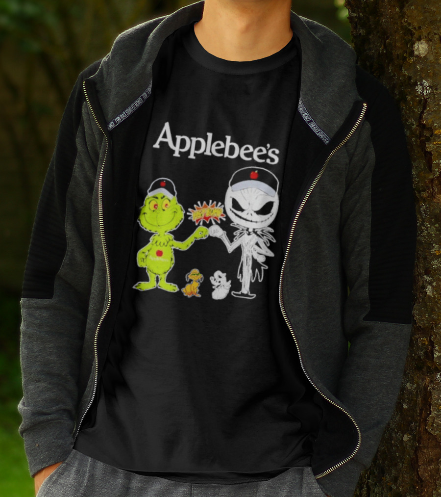 Applebee's Grinch And Jack Skellington Fist Bump Halloween Bash T-Shirt