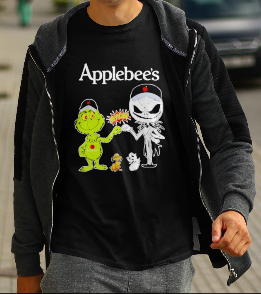 Applebee's Grinch And Jack Skellington Fist Bump Halloween Bash T-Shirt