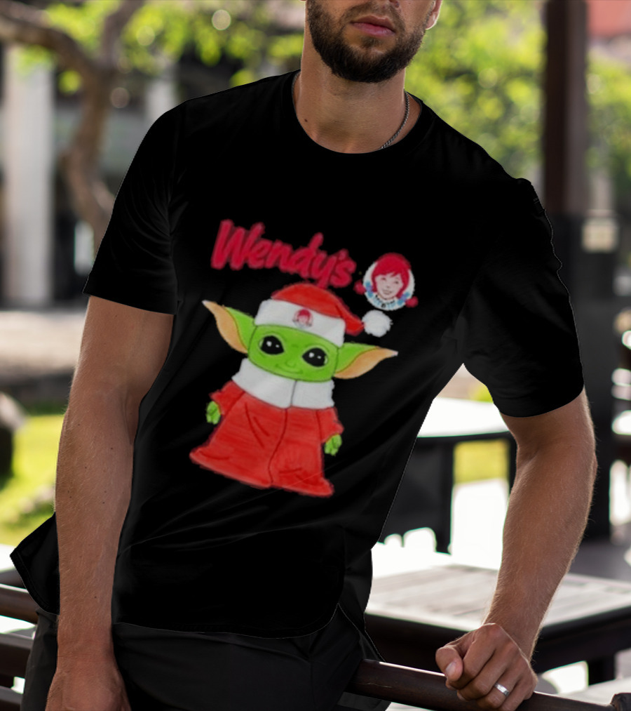 Wendy's Baby Yoda Santa Christmas T-Shirt
