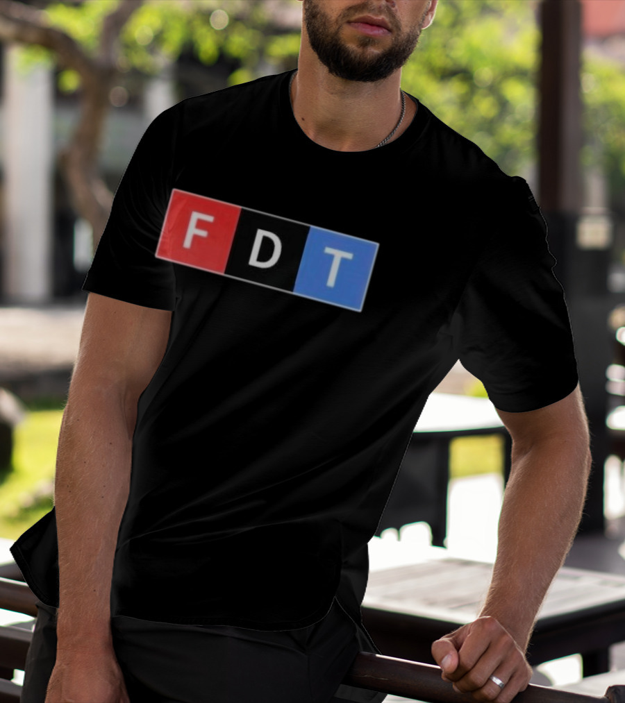 FDT Anti Trump Red Black Blue Block Letters T-Shirt