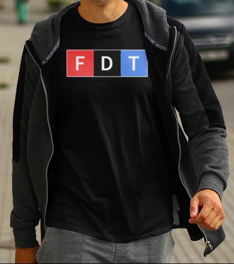 FDT Anti Trump Red Black Blue Block Letters T-Shirt