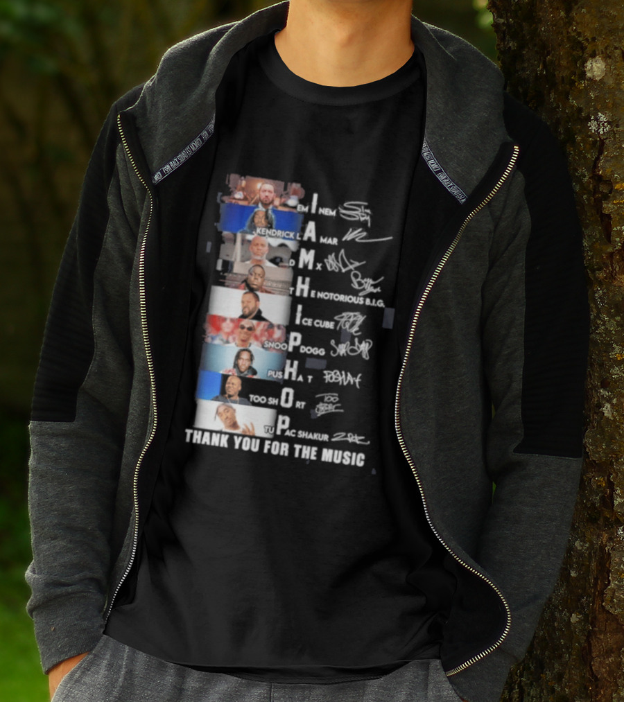 I Am Hip Hop Thank You For The Music A Tribe Called Quest Busta Rhymes J Dilla Q Tip Pharrell Pusha Snoop Dogg T-Shirt