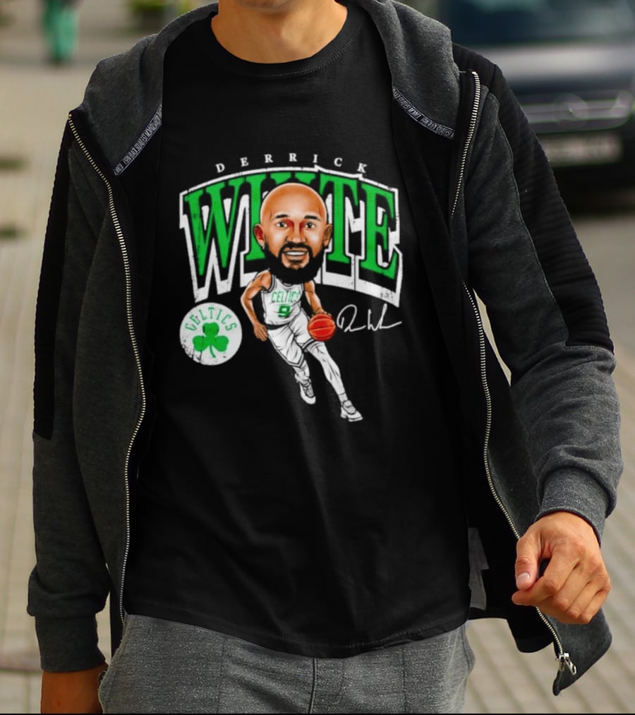 Derrick White Celtics Basketball 9 Signature Cartoon T-Shirt