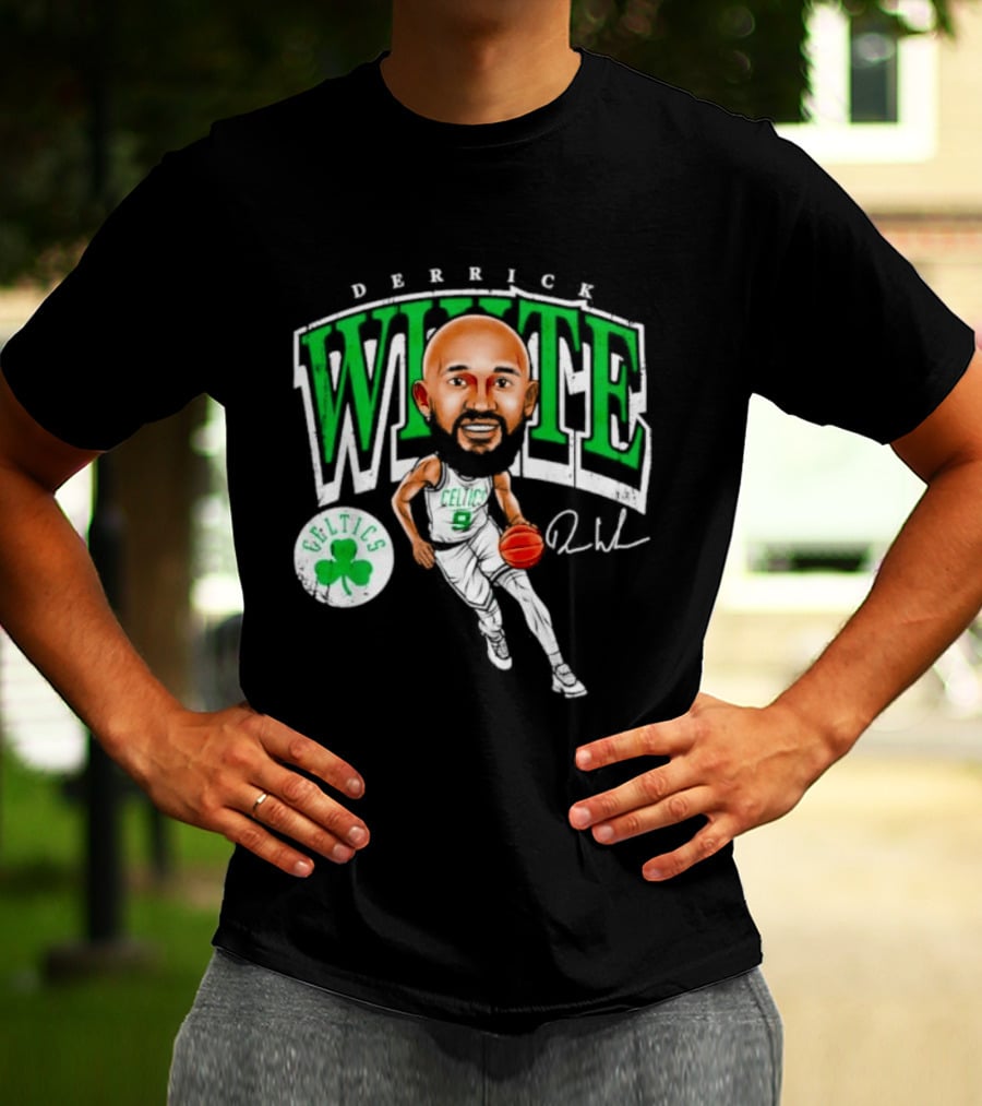 Derrick White Celtics Basketball 9 Signature Cartoon T-Shirt