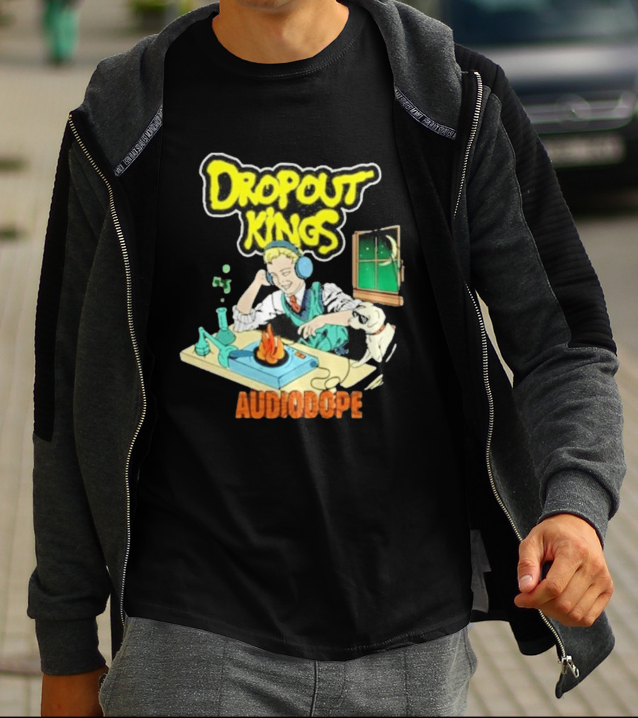Dropout Kings Audio Dope Scientist Listening With Headphones And Chemistry Setup T-Shirt