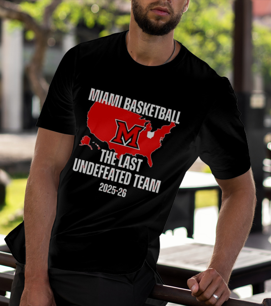 Miami Basketball RedHawks The Last Undefeated Team 2025 26 USA Map T-Shirt