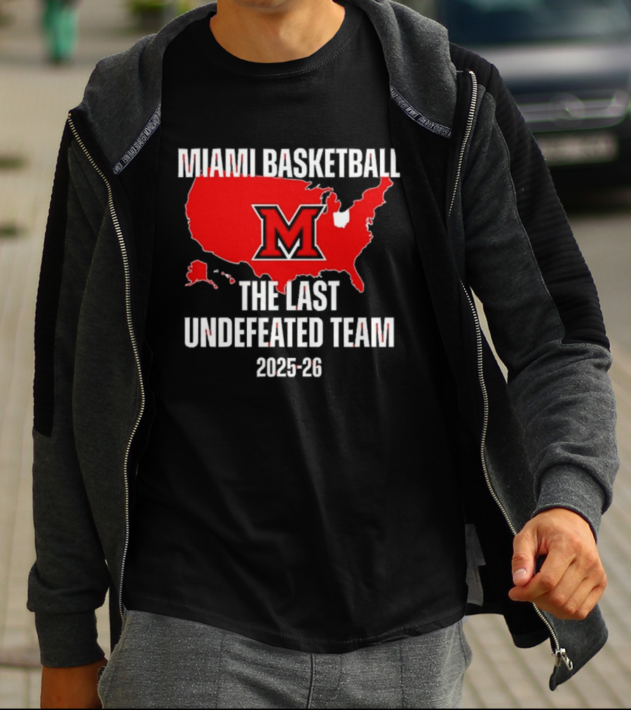 Miami Basketball RedHawks The Last Undefeated Team 2025 26 USA Map T-Shirt