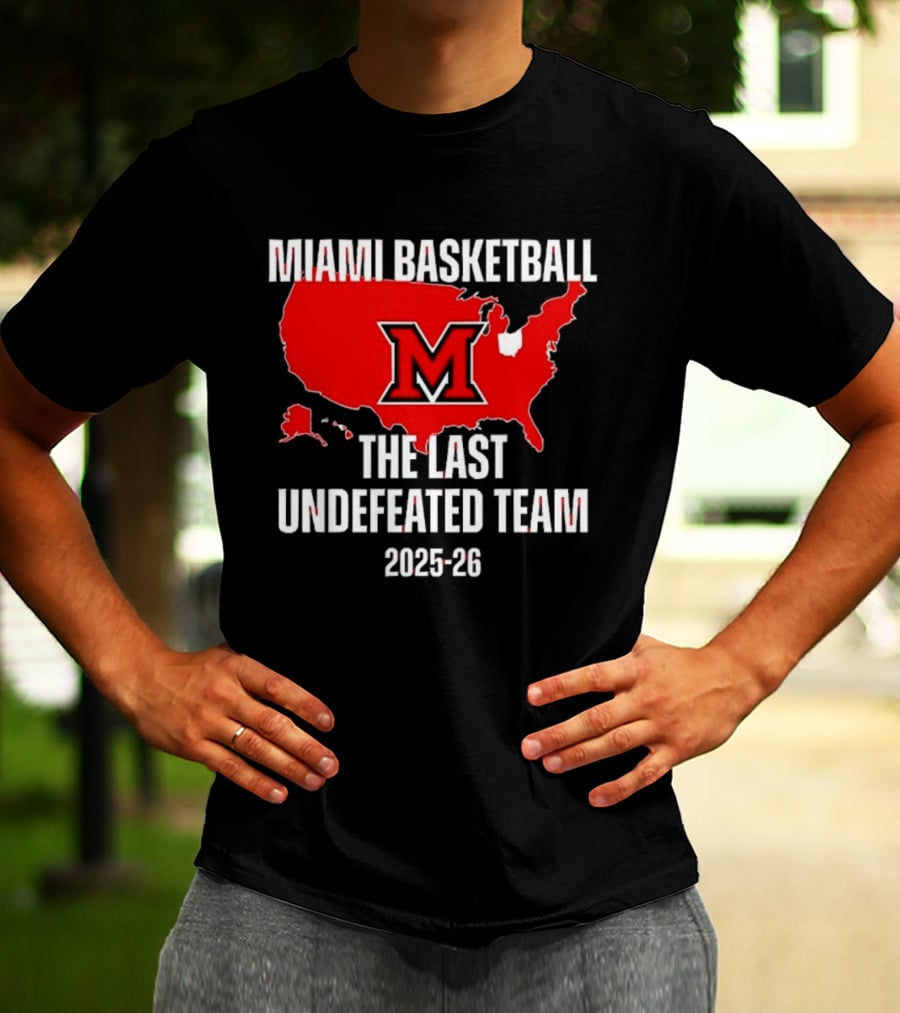 Miami Basketball RedHawks The Last Undefeated Team 2025 26 USA Map T-Shirt