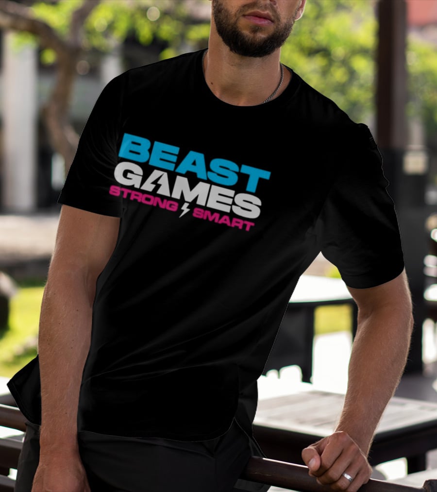 Beast Games Strong Smart MrBeast Lightning Bolt T-Shirt