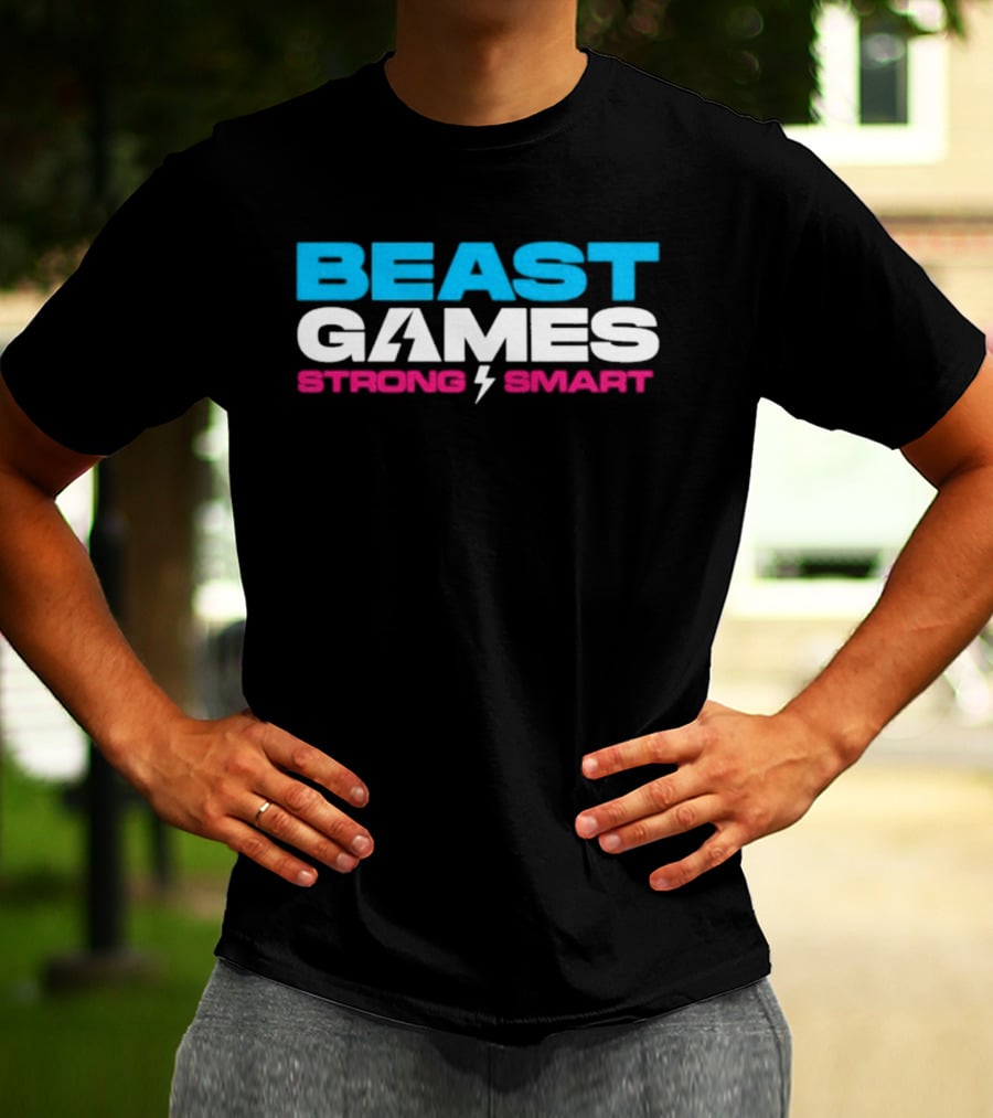 Beast Games Strong Smart MrBeast Lightning Bolt T-Shirt