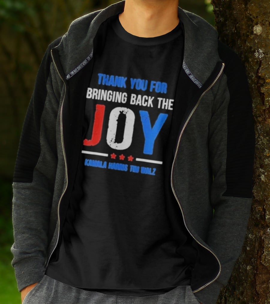 Thank You For Bringing Back The Joy Kamala Harris Tim Walz Text With Decorative Stars T-Shirt