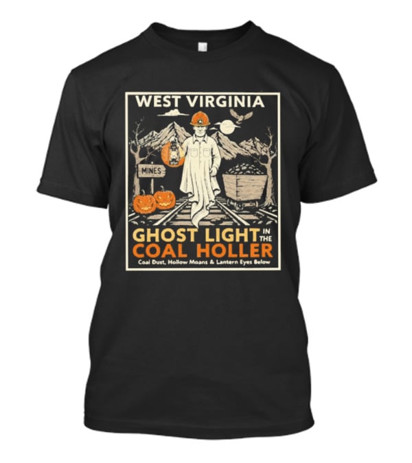 West Virginia Ghost Light In The Coal Holler Halloween Lantern Pumpkins Mountains T-Shirt