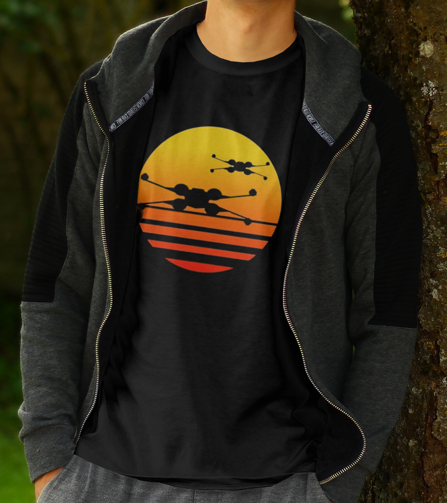 Ctrljoy X Wing Sunset Retro Sci Fi Aesthetic T-Shirt