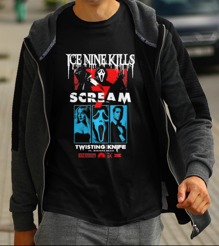 Ice Nine Kills Scream 7 Ghostface Twisting Knife Curtain Call T-Shirt