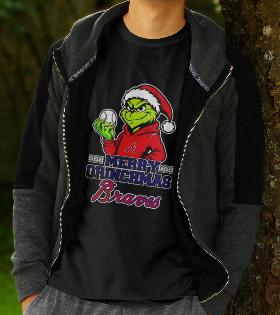 Atlanta Braves Grinch Santa Merry Grinchmas 2025 T-Shirt
