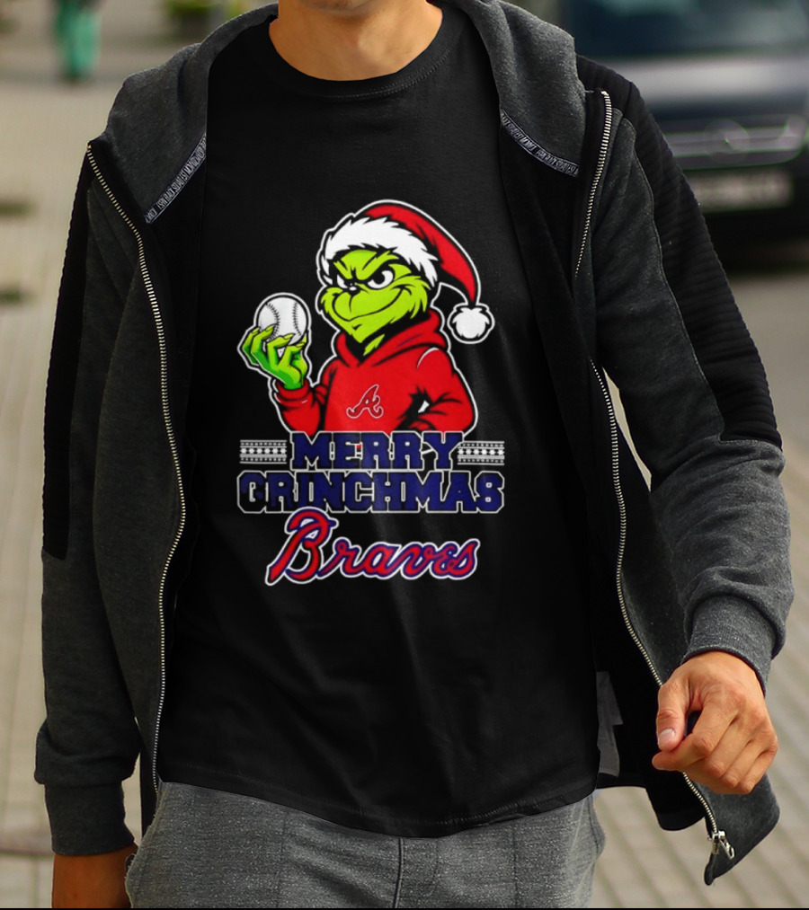 Atlanta Braves Grinch Santa Merry Grinchmas 2025 T-Shirt
