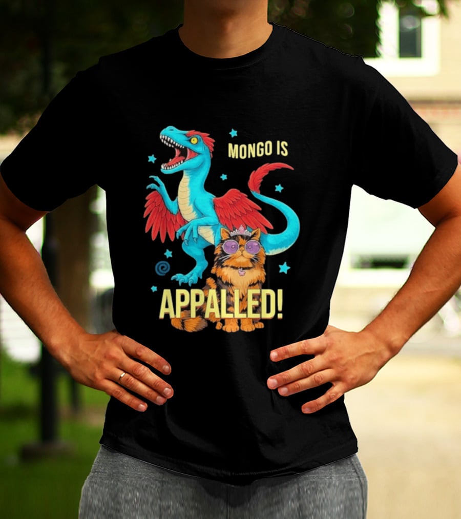 Mongo Is Appalled Princess Cat Riding Dinosaur With Stars T-Shirt