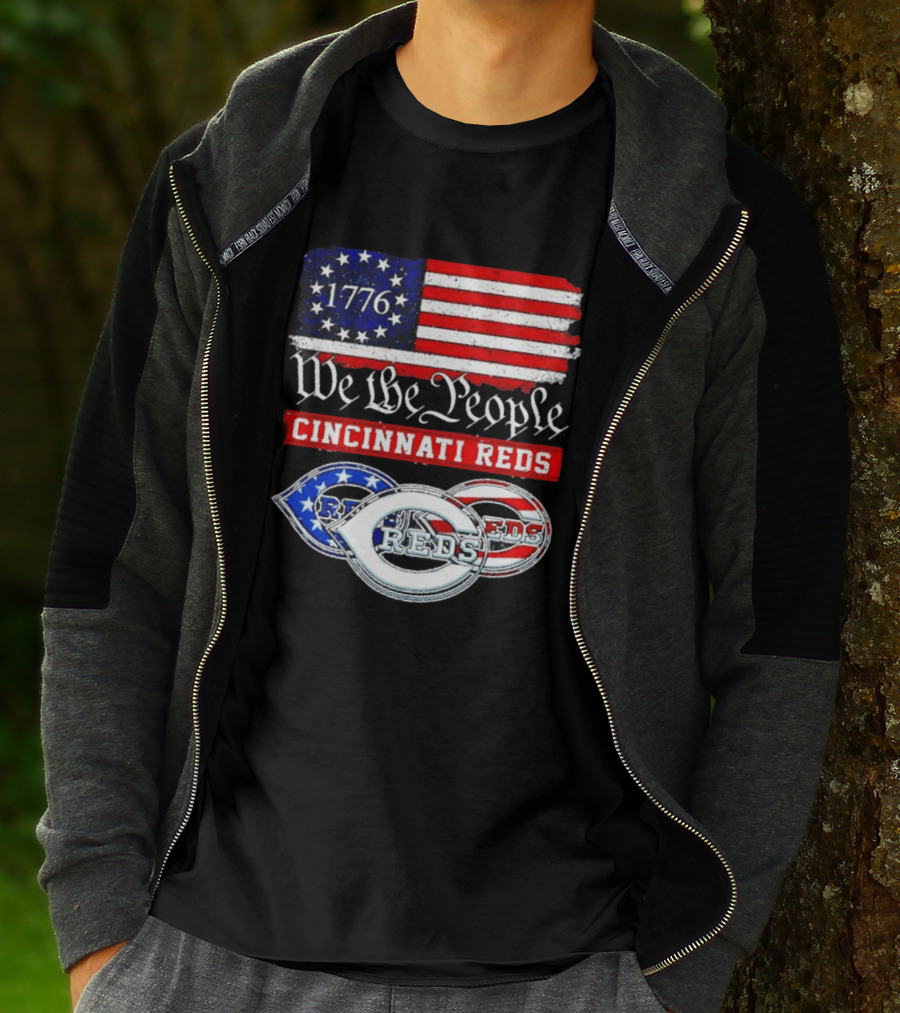 We The People 1776 Cincinnati Reds American Flag T-Shirt