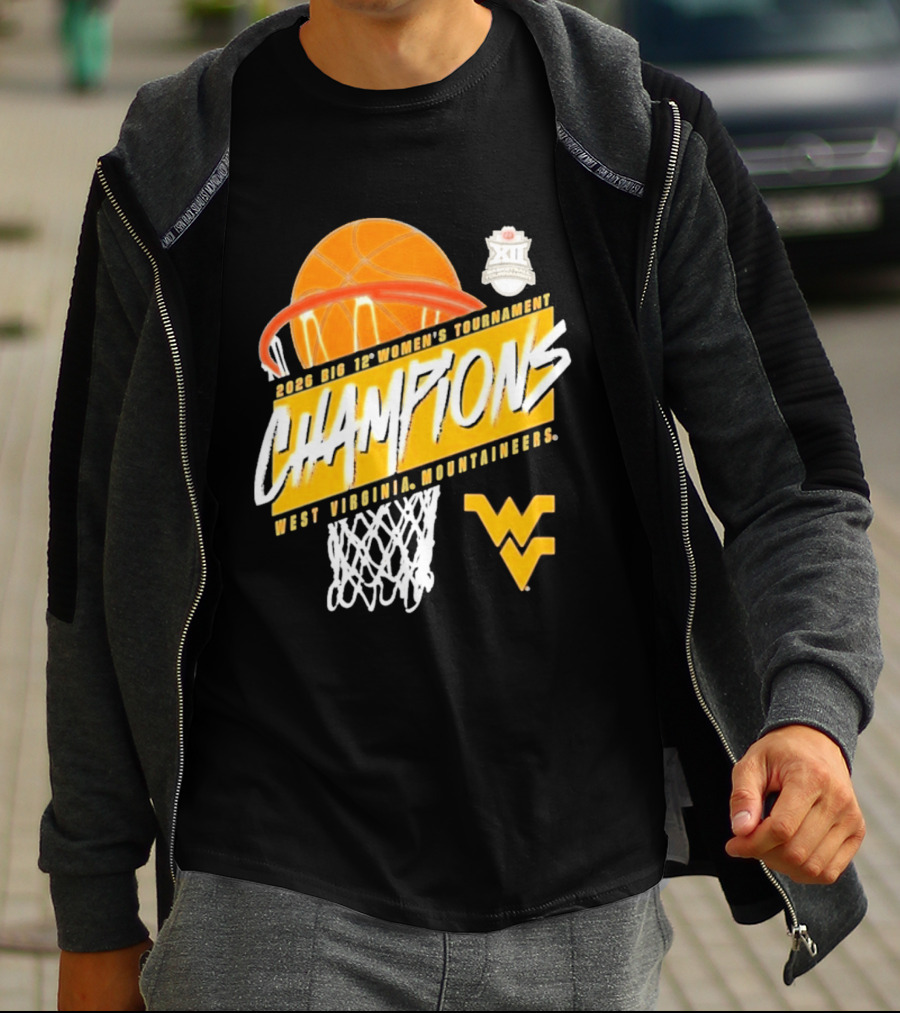 2026 Big 12 Women's Tournament Champions West Virginia Mountaineers Basketball T-Shirt