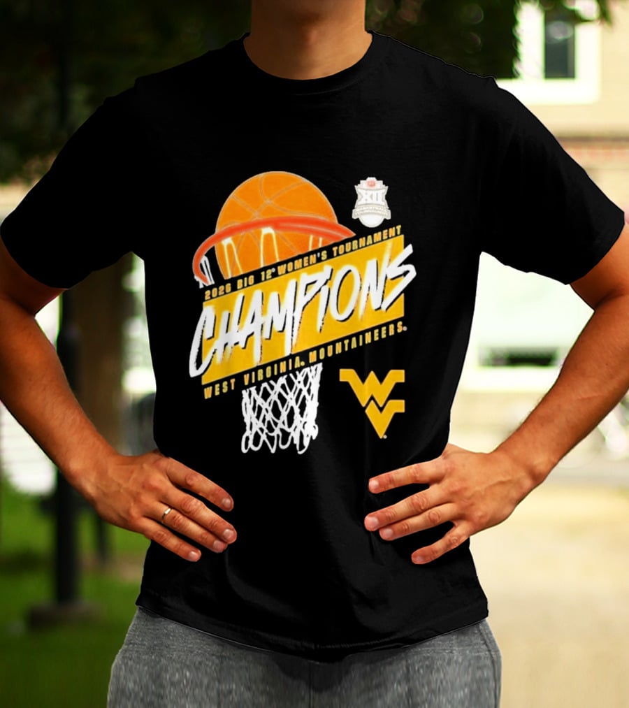 2026 Big 12 Women's Tournament Champions West Virginia Mountaineers Basketball T-Shirt