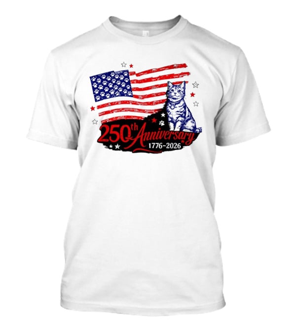 Abolish Ice Defund Resist Protest Cat With 250th Anniversary 1776 2026 USA Flag T-Shirt