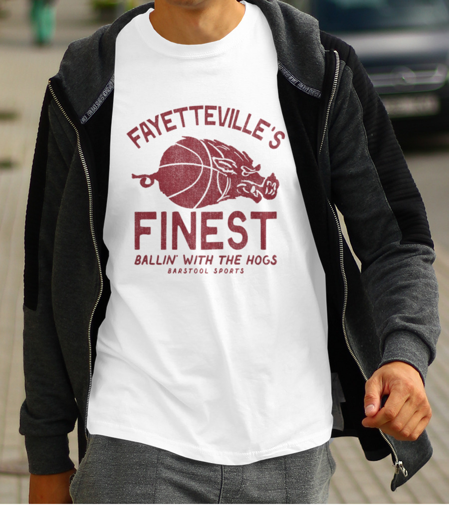 Fayetteville's Finest Ballin With The Hogs Barstool Sports Basketball Hog T-Shirt