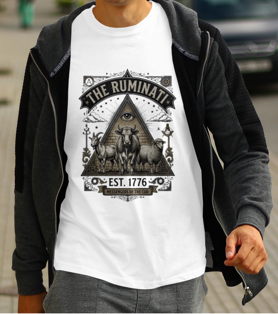 The Ruminati Est 1776 Messengers Of The Cud Eye Triangle Cow Sheep Goat T-Shirt