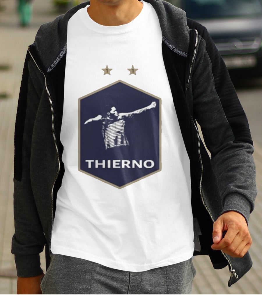 Thierno Barry Blue Hexagonal Emblem Soccer Celebration Stars T-Shirt