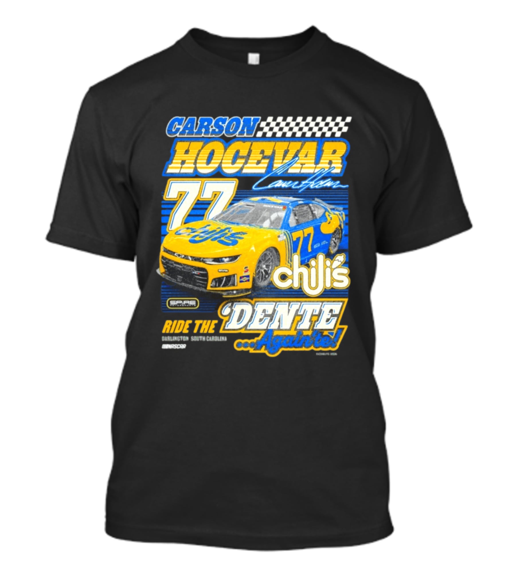 CARSON HOCEVAR 77 Chili's Dente Again Spire Racing T-Shirt