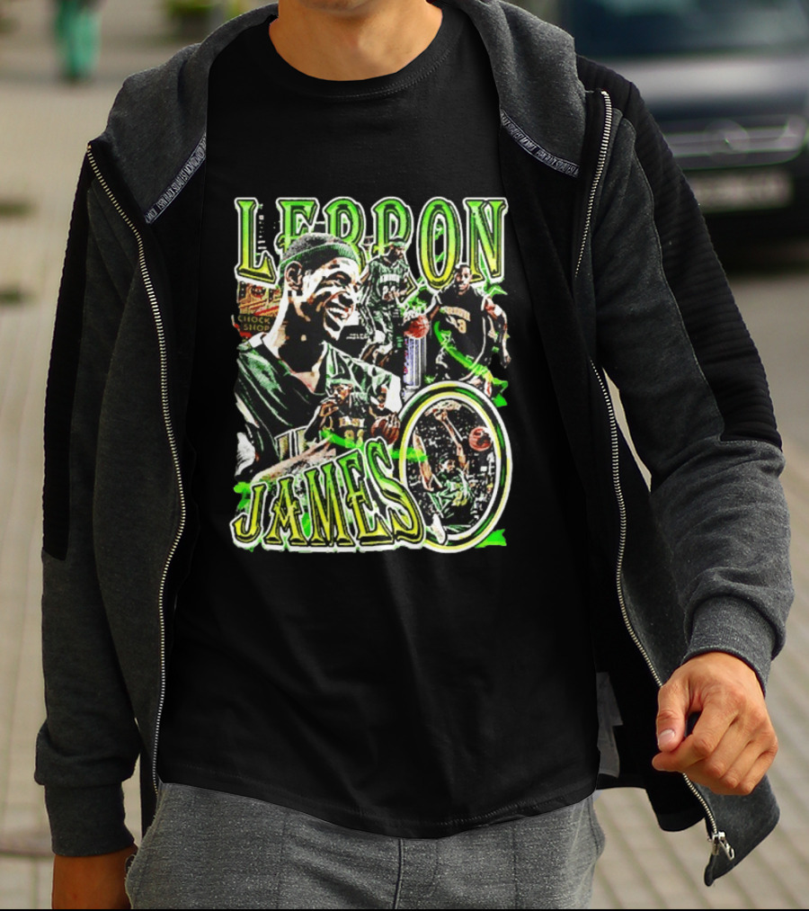 LeBron James Irish St. Patrick's Day Green Collage Basketball T-Shirt