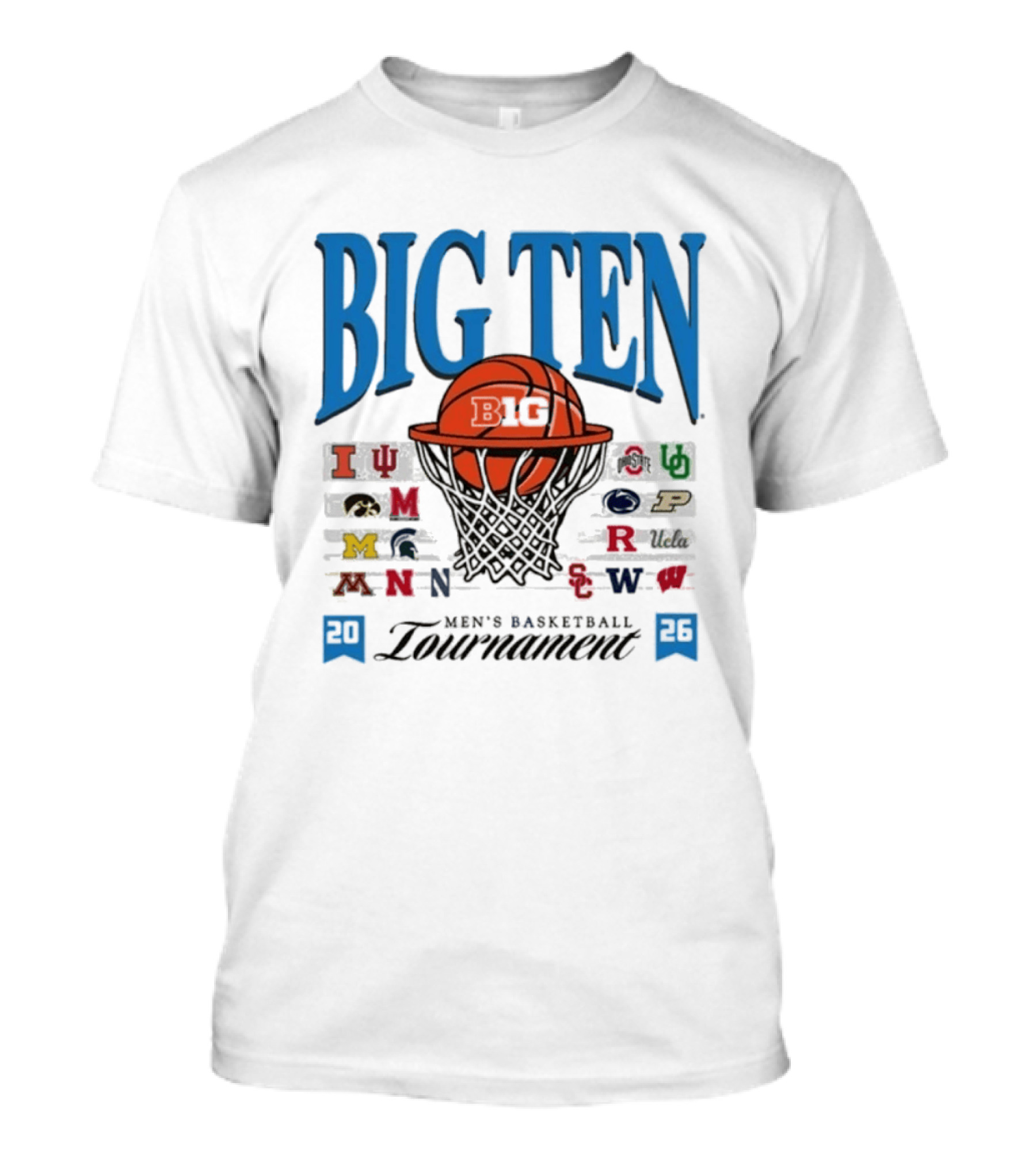 2026 Big Ten Men's Basketball Tournament Indiana Michigan Purdue Team Logos T-Shirt