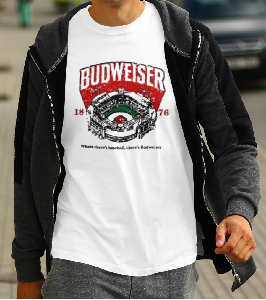BUDWEISER 1876 Ballpark Where There's Baseball There's Budweiser T-Shirt