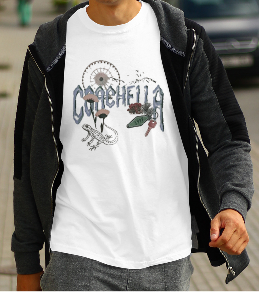 Coachella Desert Sunset Cactus Lizard T-Shirt