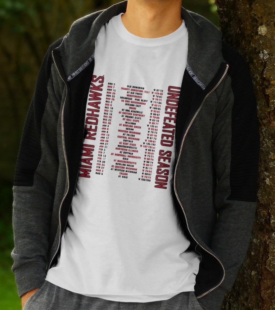 Miami RedHawks 2026 Men's Basketball Undefeated Season Schedule Historic Wins T-Shirt