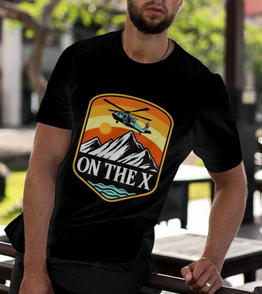 Otx Nation On The X Blackhawk Helicopter Mountain Sunset T-Shirt