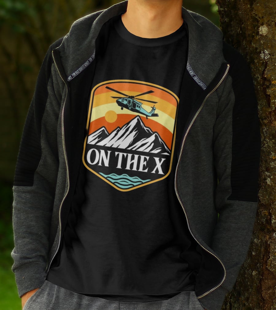 Otx Nation On The X Blackhawk Helicopter Mountain Sunset T-Shirt