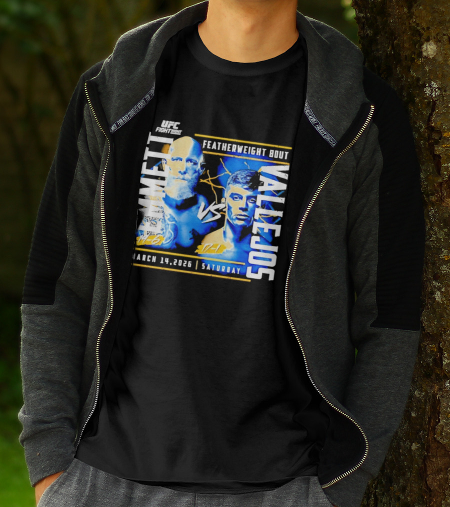 UFC Fight Night 2026 Featherweight Bout Emmett Vs Vallejos March 14 Saturday T-Shirt