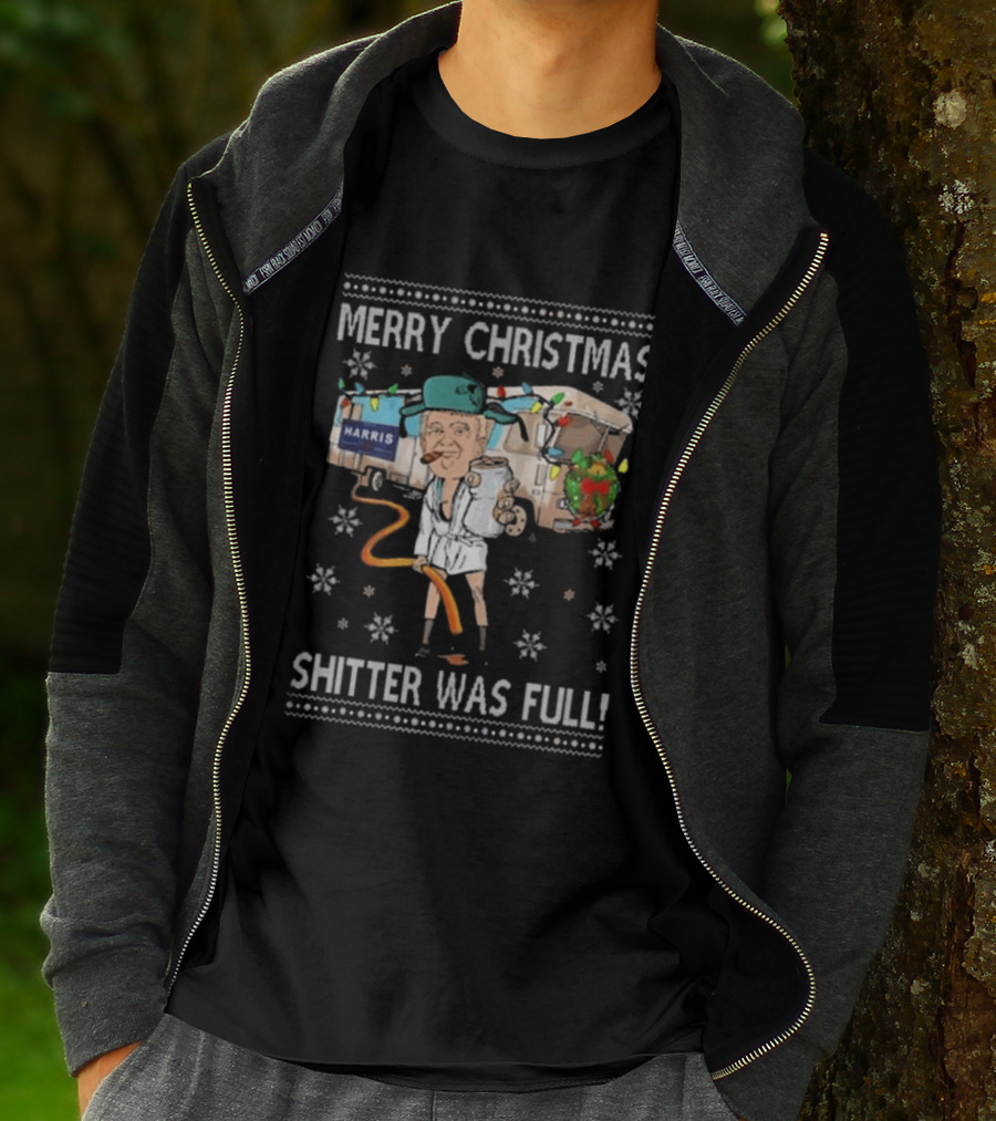 Merry Christmas Shitter Was Full Holiday Humor Trump Harris T-Shirt